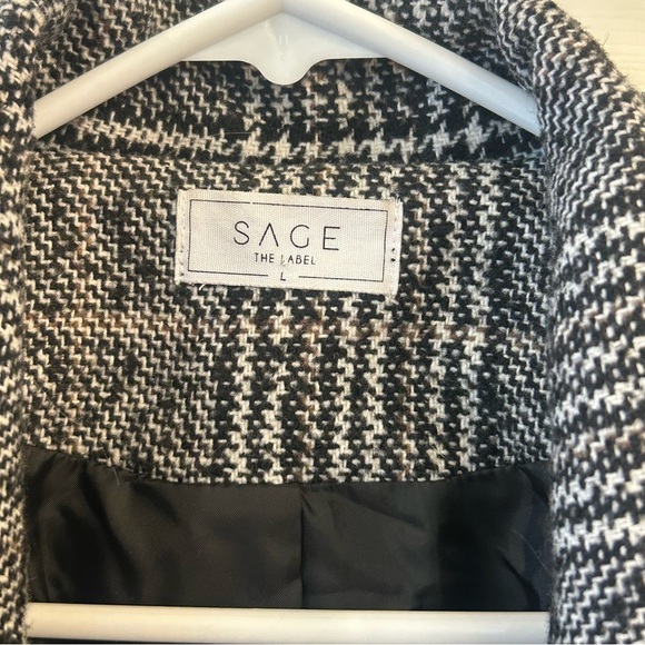 Sage (Sage and Sadie) The Label Black Gray Plaid Pea Coat Large Anthropology - Picture 8 of 8